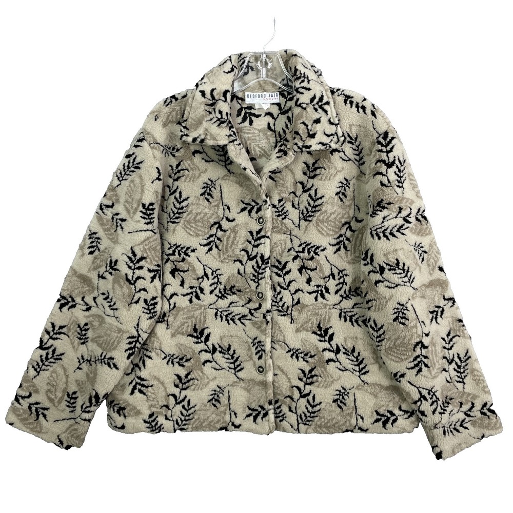 VTG Bedford Fair Jacket Women's Large Sherpa 90s Floral Chic Outdoor Made in USA